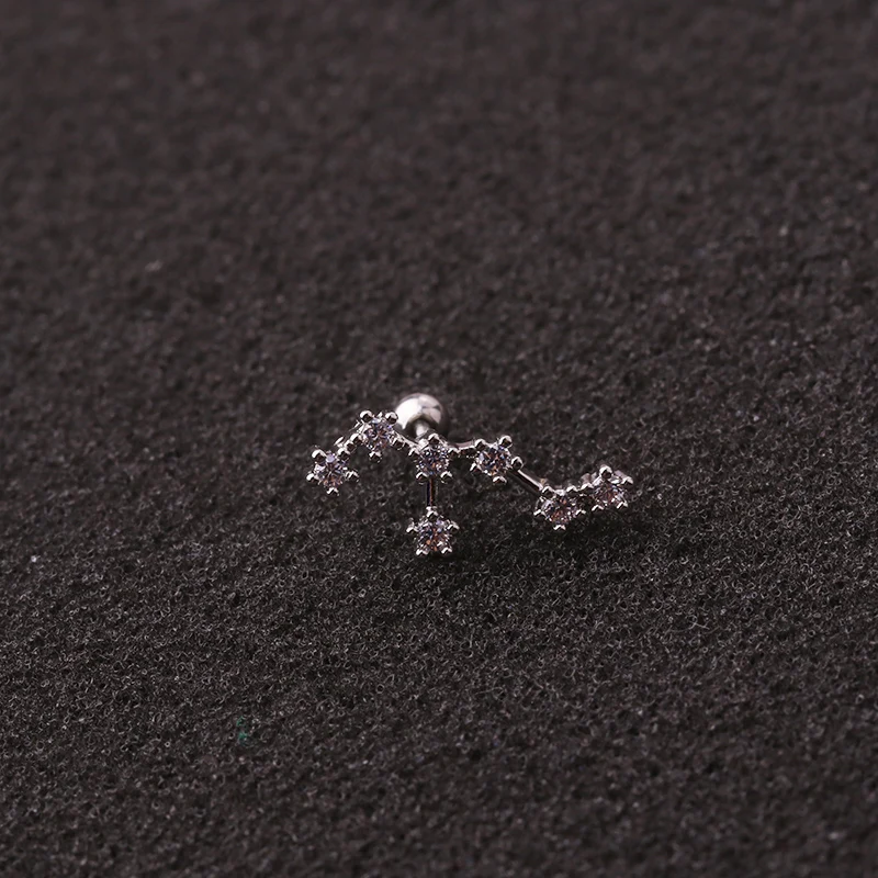 No.5 Leo 1 шт. модные 12 созвездий стальная серьга Daith пирсинг ушей штанга CZ полукомбинезон ухо траг пирсинг для хряща в форме сердца ювелирные изделия 20 г - Окраска металла: No.5 Leo