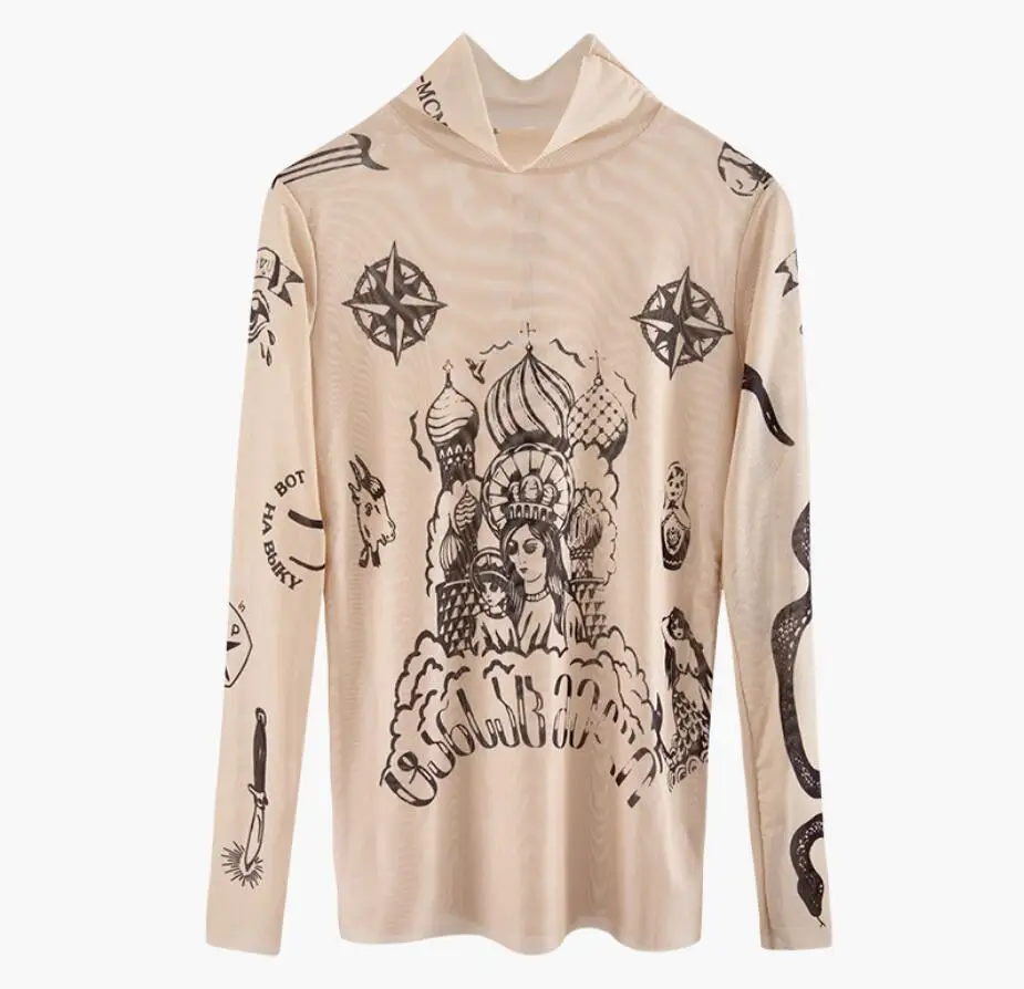 Футболка женская стрейчевая с длинным рукавом и полувысоким