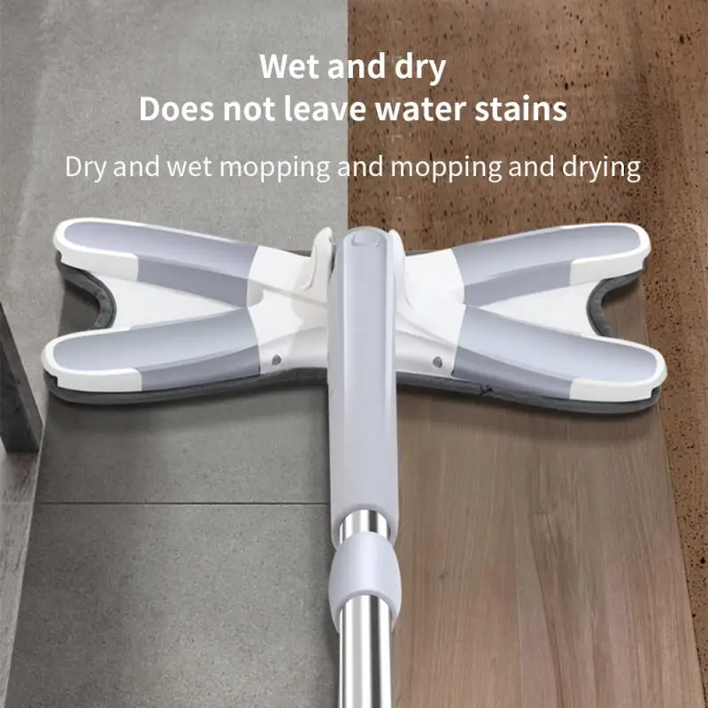 

X-type Flat Floor Mop With Replace Cloth Heads 360 Degree Squeeze Mop Hand-free Wash Household Lazy Mop Home Cleaning Tool