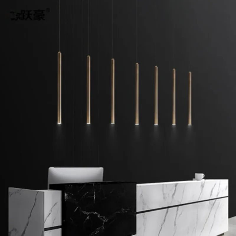 Оригинальные длинные люстры в скандинавском стиле цилиндрические дизайнерские