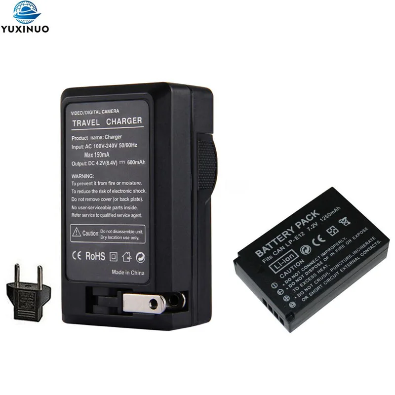 7 2 V 1250 мА/ч LP-E12 LPE12 Батарея + AC Зарядное устройство для Canon SX70 HS Rebel SL1 EOS-M EOS M2 M10 M50 M100