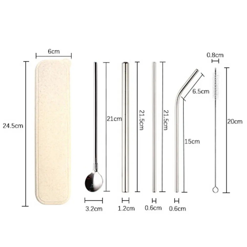 

Stainless Steel Dinnerware Set Spoon Fork Chopsticks Straw With Cloth Pack Cutlery For Travel Outdoor Office Picnic BBQ