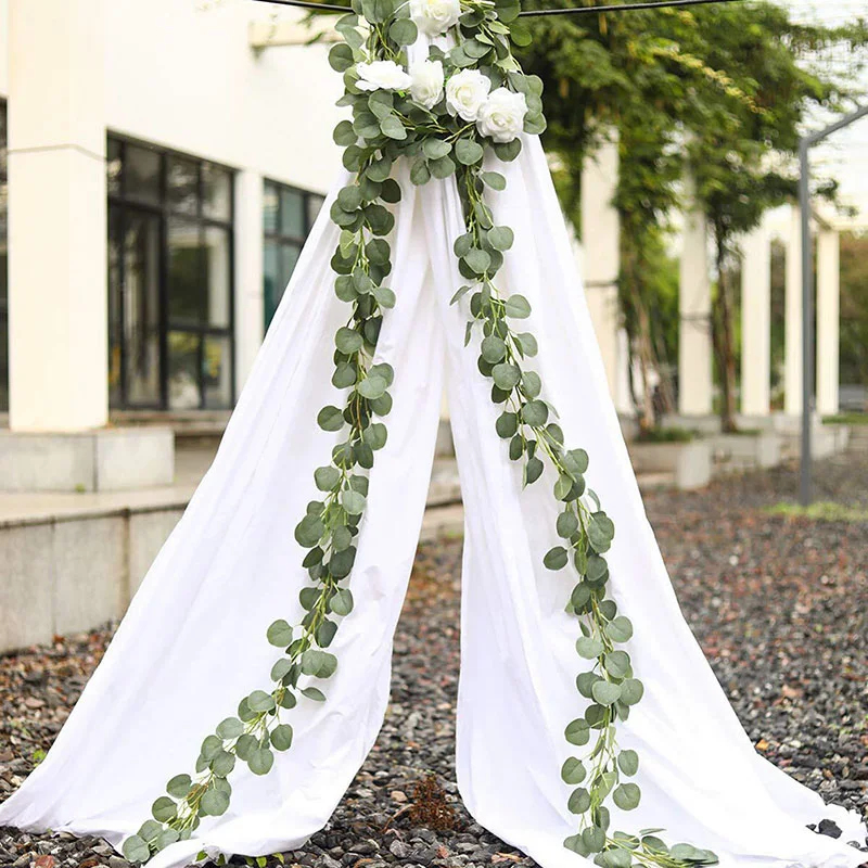 2M Artificial Plants Eucalyptus Vines Green Plant Fake Leave Rattan For Wedding Party Decoration Supplies Home Garden Ivy Decor