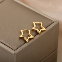 geometric star earrings for women girl stainless steel plated minimalist punk star hoop earring christmas jewelry gift