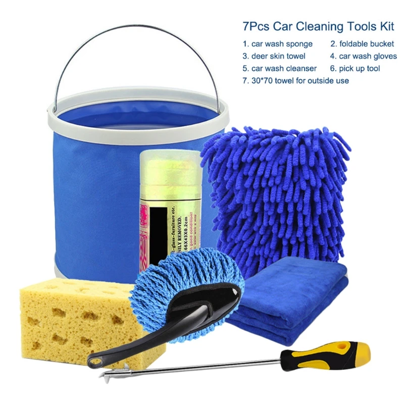 

7Pcs Microfibre Car Wash Cleaning Tools Set for Exterior Washing Interior Clean