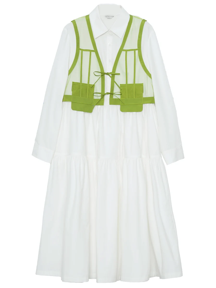 

IRINACH359 Spring Summer 2021 Original Design New Arrivals Long A Line Fake Two Piece Shirt Dress Women