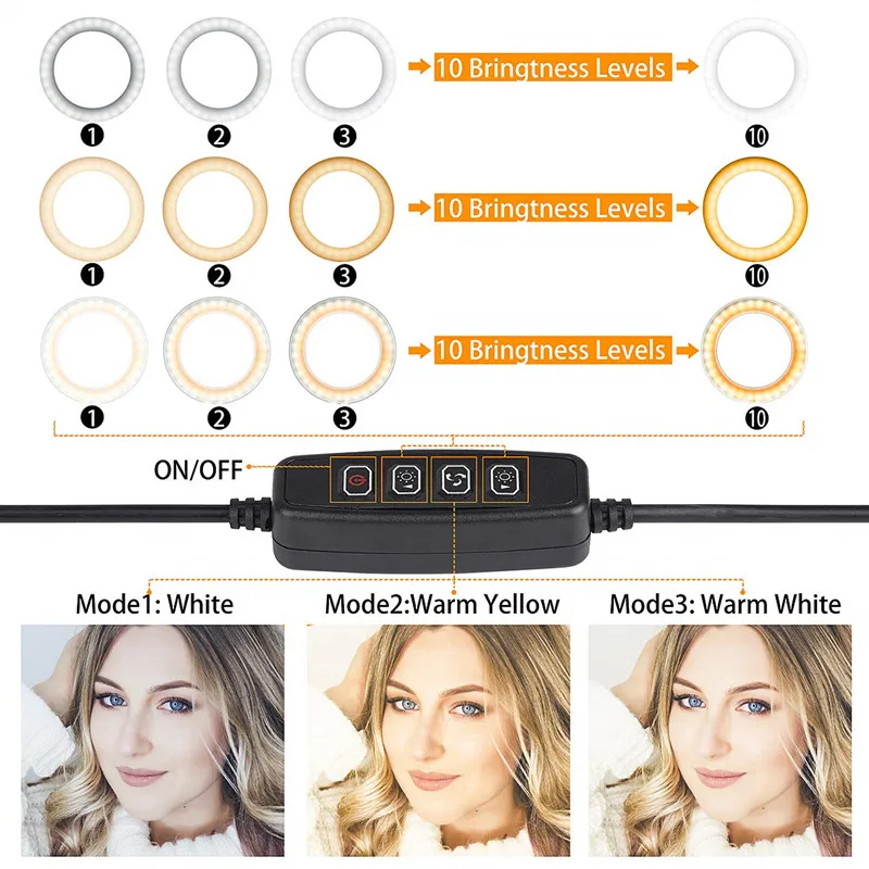 2020 новый дизайн 8 дюймов светодиодный селфи кольцо светильник с Штатив для