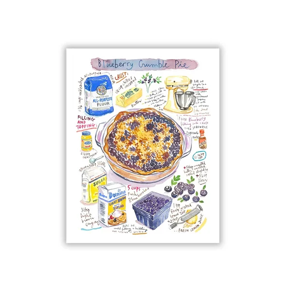 

Vintage New Tin Poster Blueberry Crumble Pie Recipe Metal Tin Sign 8x12 Inch Retro Art Home Kitchen Homemade