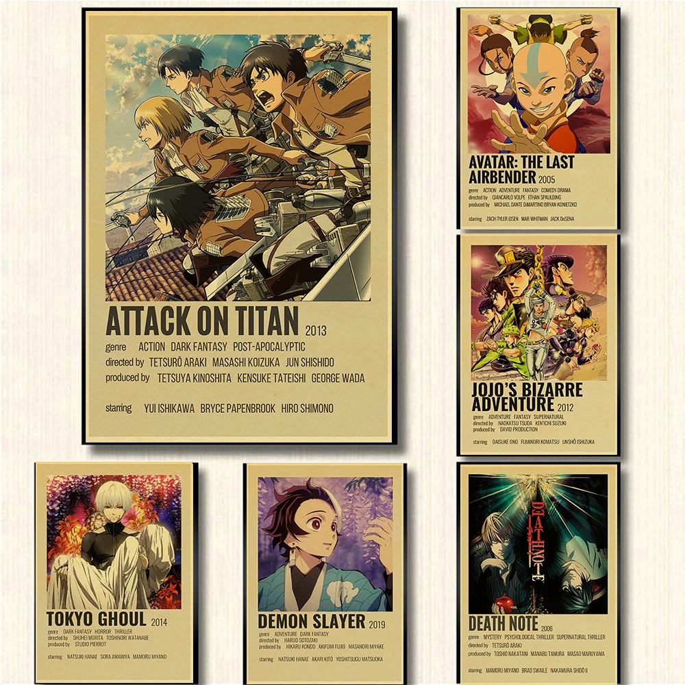 

Attack on Titan/ JoJo's Bizarre Adventure JOJO/Hunter X Hunter, etc. Retro Posters Modern Art Poster For Room/Bar/cofe Decor