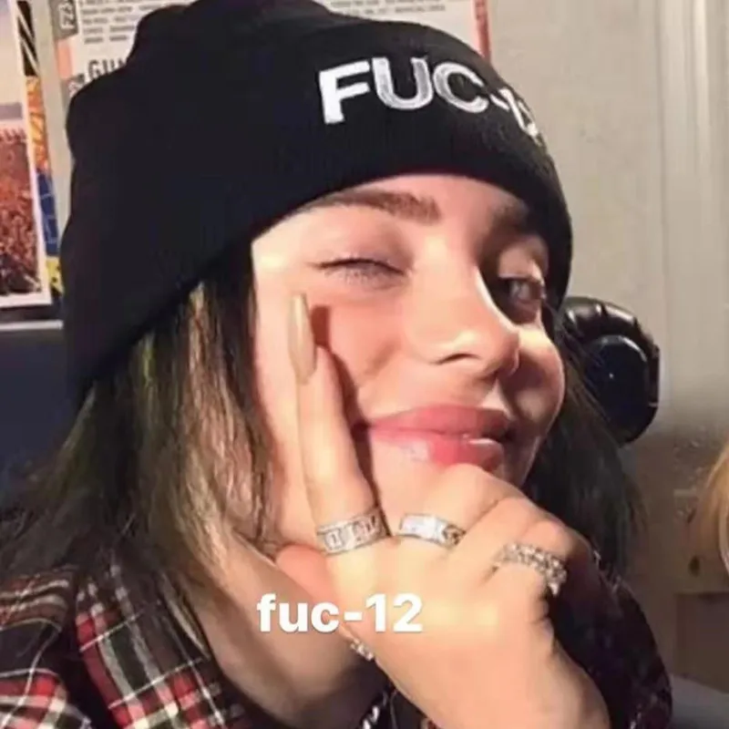 Новая Шапка-бини Billie Eilish, FUC-12, Повседневная зимняя хлопковая шапка для мужчин и женщин, однотонный вязаный берет, Прямая поставка