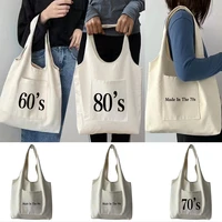 tote bag canvas bag womens handbag commuter vest bag 2021years series grocery pure cotton portable one shoulder shopping bag