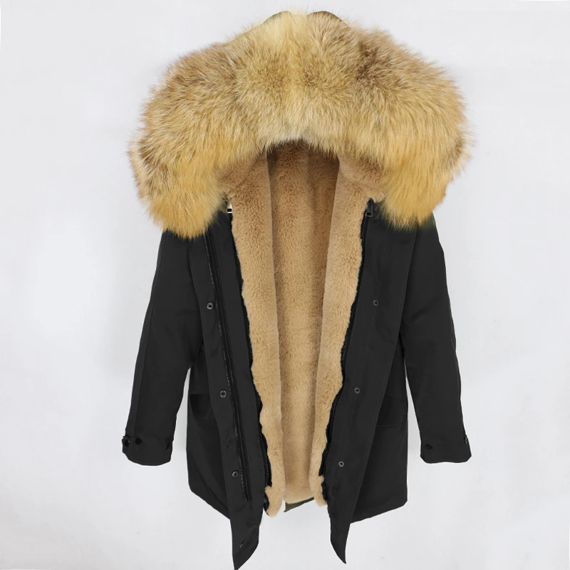 black red fox fur OFTBUY зимняя куртка Женская водонепроницаемая куртка из натурального меха длинная парка натуральный Лисий меховой капюшон, воротник верхняя одежда уличная Роскошная - Цвет: black red fox fur