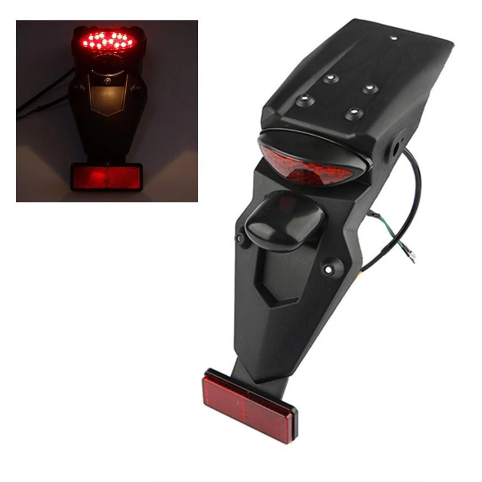 Universal Motorcycle Rear Fender Mudguard with LED Tail Light 36.2x9cm for Yamaha Mudguard LED Brake Tail Light Brake Lamp
