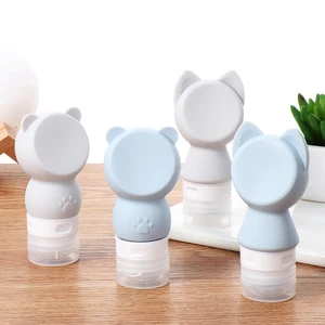 60 мл Мультяшные милые многоразовые Пустые бутылки дорожные Упаковочный пресс для лосьона, шампуня, косметические сжимаемые емкости силиконовые переносные