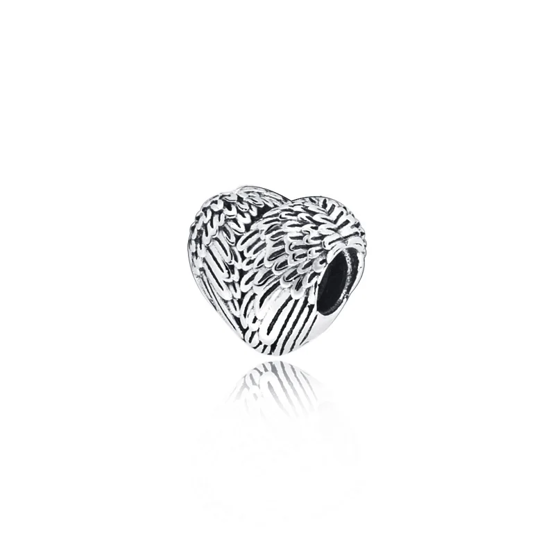 Модные серебряные бусины 925 пробы перья ангелов талисманы подходят Pandora Браслеты для женщин DIY ювелирные изделия