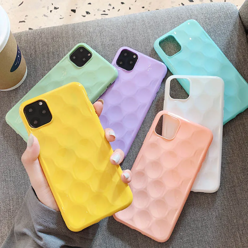 

For iphone case Macaron Candy Color For Iphone 11 Pro max 6 7 8 plus X Xr Xs max Creative honeycomb pattern Soft Silicone Cover