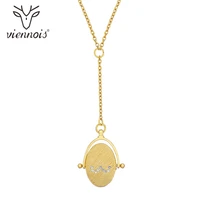 viennois elegant long chain sweater necklace for women korean geometric gold color letter pendant necklace fashion party jewelry