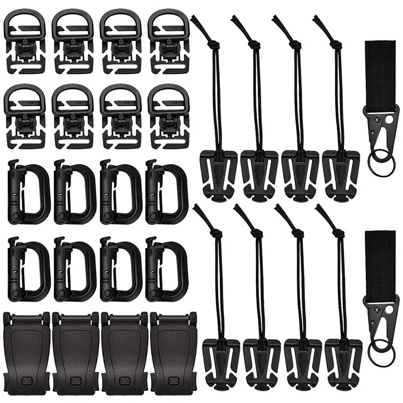 

30Pcs for Molle Attachments Kit, Gear Clip Strap for Backpack, Include D-Ring inators Key Ring Holder