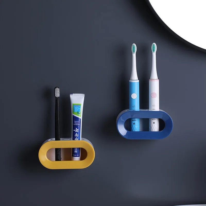 Punch free Bathroom Double Hole Electric Toothbrush Toothpaste Rack Wall mounted Storage Rack Bathroom Accessories
