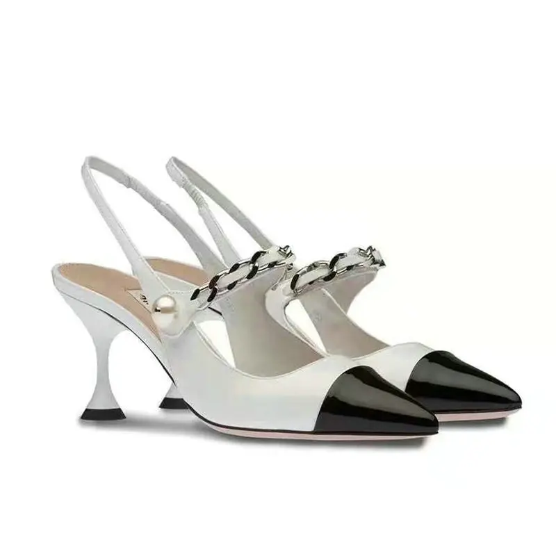 

2021 Summer Mixed Colors Women Sandals Fashion Metal Chain Wine Glass High Heels Sandals White Pink Parrty Shoes