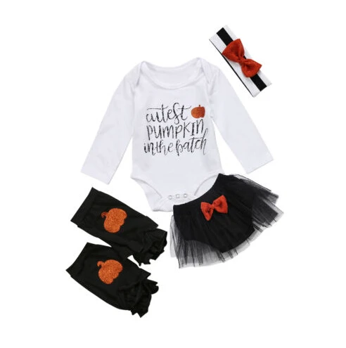 В стиле Хэллоуин для новорожденных маленьких девочек одежда с длинными рукавами