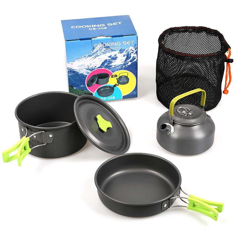 

2-3 Person Outdoor Camping Cookware Set Portable Tableware Cheap Utensils Cooking Travel Hiking Picnic Tableware Ultra-light Pan