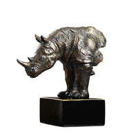 american village rhinoceros bust statue abstract animals art sculpture resin craft home entryway decoration wedding gift r3078