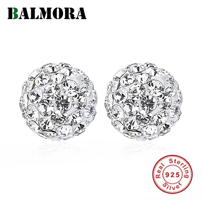 BALMORA Настоящее 925 пробы серебро AAA циркон классические элегантные серьги гвоздики для женщин пара леди Винтаж Простые Модные ювелирные изделия