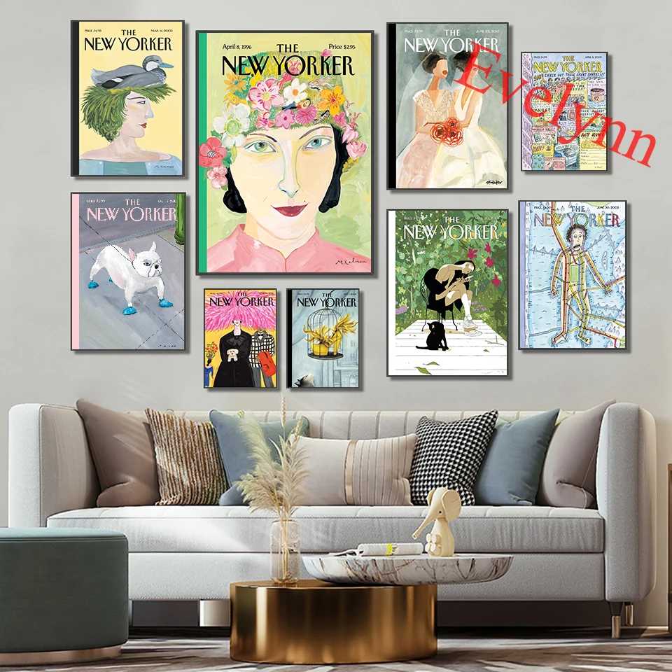 

New Yorker Magazine Cover Poster View Of The World Abstract Vintage Print Wall Art Retro Picture Canvas Painting Homedecor Frame