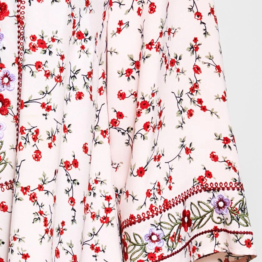 

Elegant Abaya Floral Printed Embroidery Long Dress Women Long Sleeve Muslim Sweet Maxi Robe Jilbab Arab Loose Casual Gown Kaftan