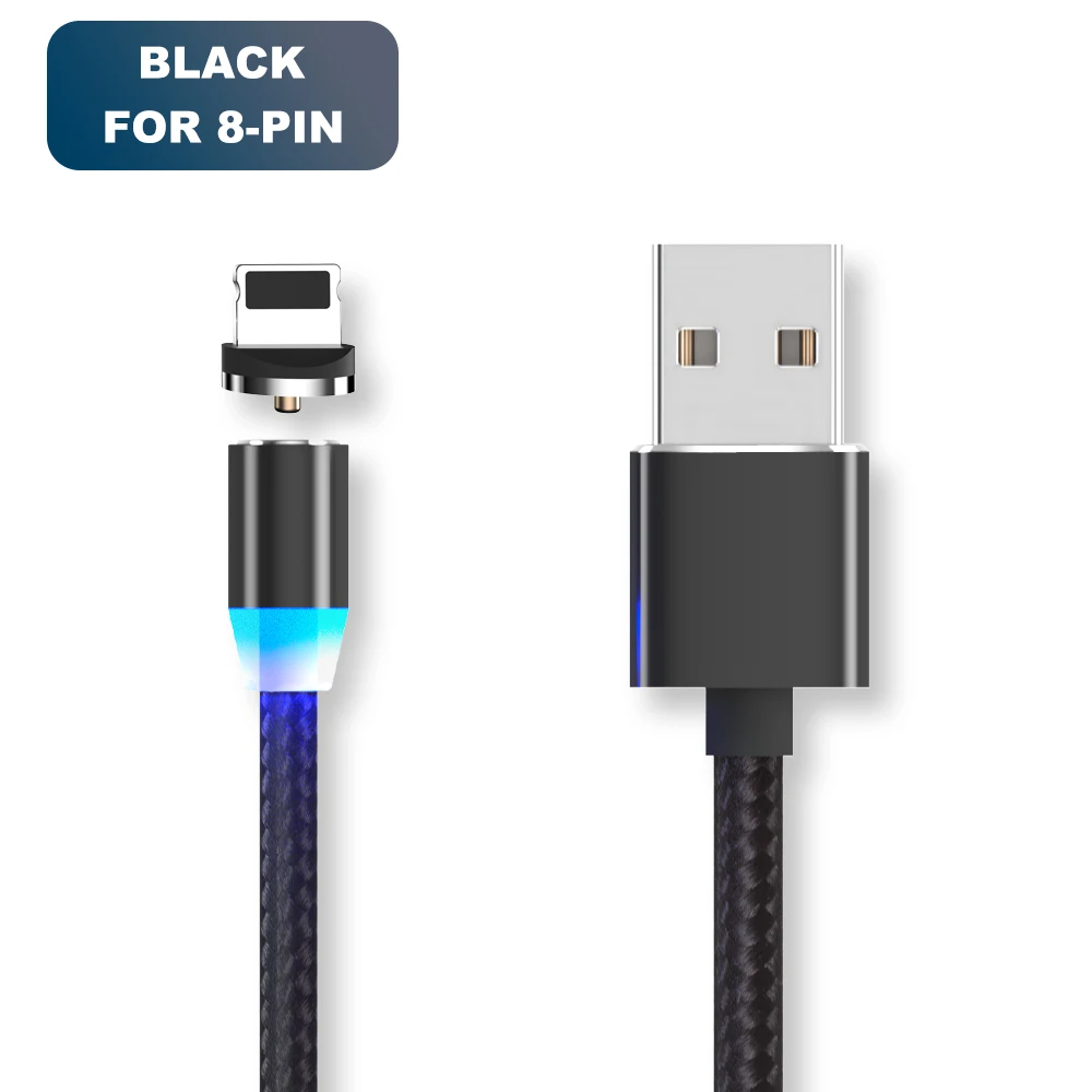 Black for iphone Vanniso 1 м 2 м Магнитный USB кабель для iPhone X samsung xiaomi магнитное зарядное устройство Micro usb type C мобильный телефон Быстрая зарядка USB шнур - Цвет: Black for iphone