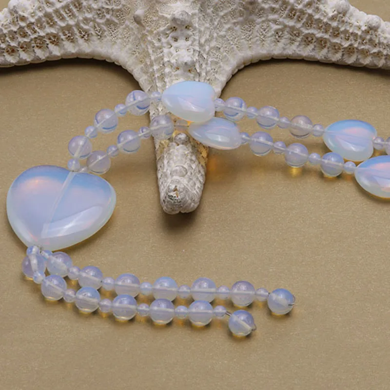 

JYX Natural Stone 4-8mm Moonstone Beads Necklace Lover's Stone Unique Glow Jewelry for Women Girl