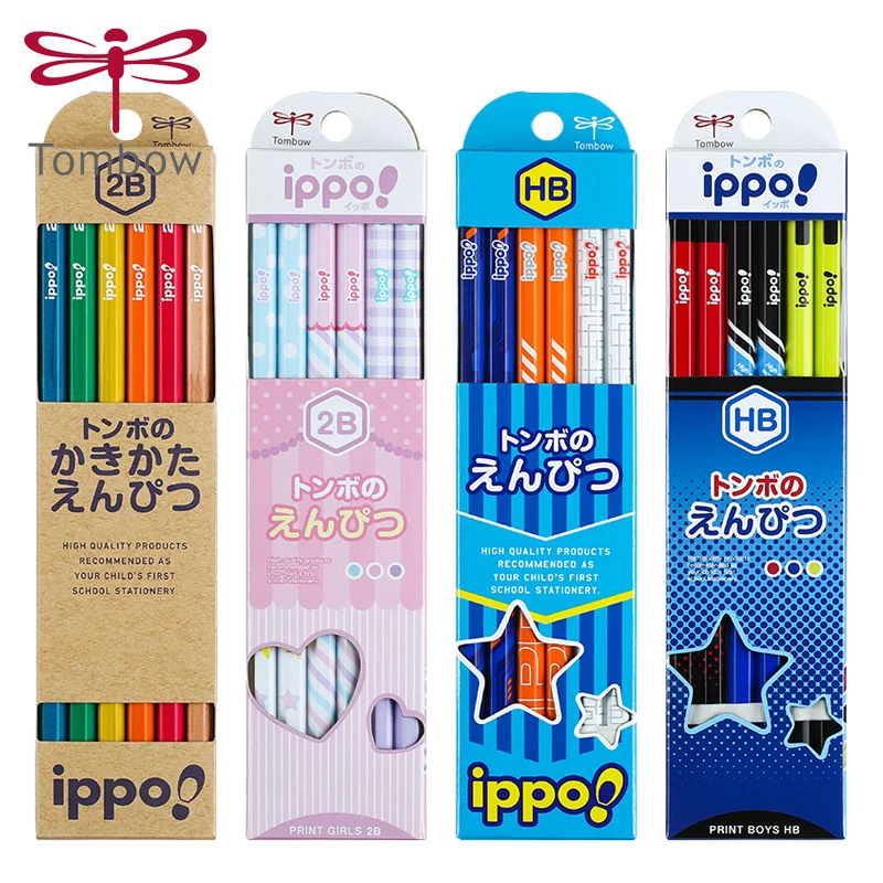 

12pcs/boxed Japan TOMBOW IPPO Wooden Pencil Set GB-KNN03 Safe Non-toxic HB/2B Student Writing Pencil Hexagonal Pen Design