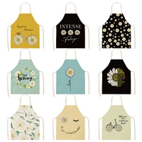 daisy flower apron cotton linen sleeveless aprons kitchen women pinafore home cooking baking waist bibs