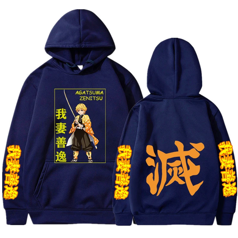 

Пуловер с рисунком из аниме «рассекающий демонов», свитшот, костюм агатцумы Зеницу, толстовки в стиле Харадзюку, Зимние Повседневные худи с рисунком