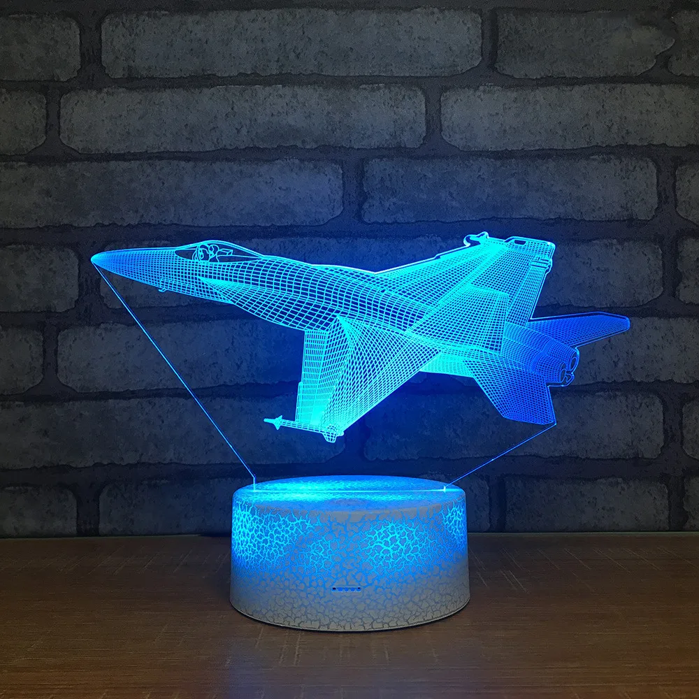 Авиационный вентилятор самолет 7 цветов лампа 3D светодиодные ночники для детей сенсорный USB настольная лампа для сна ночник Aircarft