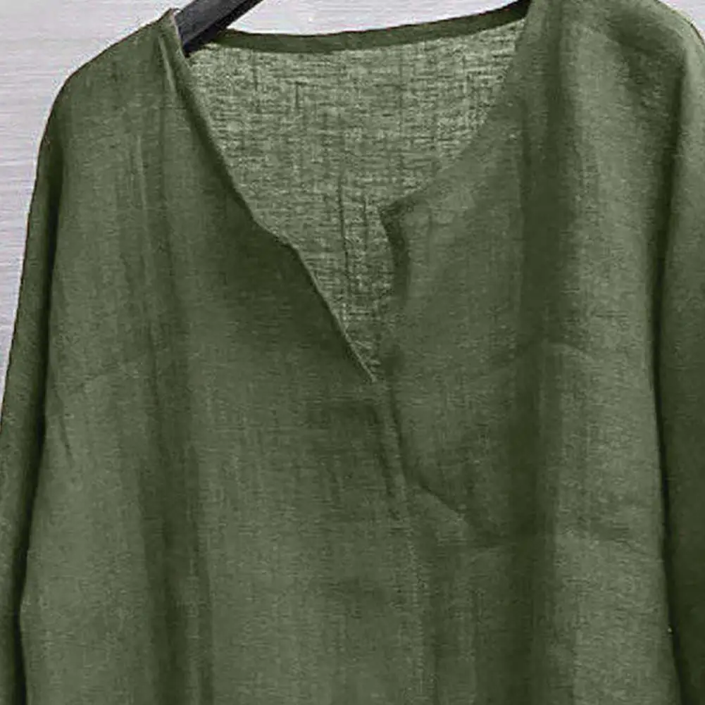 

Long Sleeve Beach Shirt Chinese Style Thin Solid Color V Neck Loose Men Shirt Streetwear