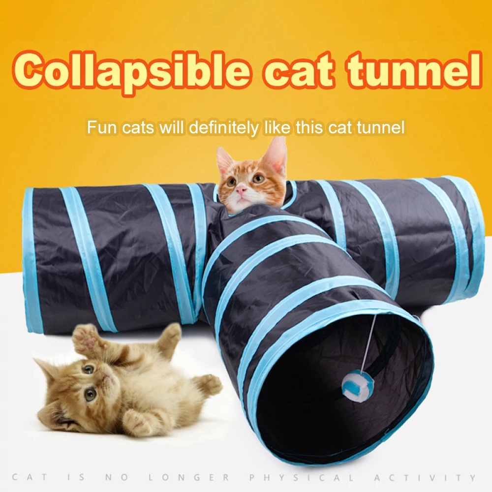 

Cat Tunnel Toy Funny Pet 3 Holes Play Tubes Balls Collapsible Crinkle Kitten Toys Puppy Ferrets Rabbit Play Dog Tunnel Tubes Toy