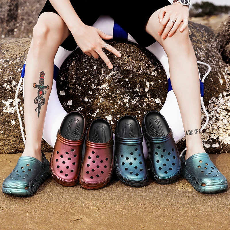 Мужские сандалии Обучающие с отверстиями Резиновые Садовые туфли унисекс из ЭВА