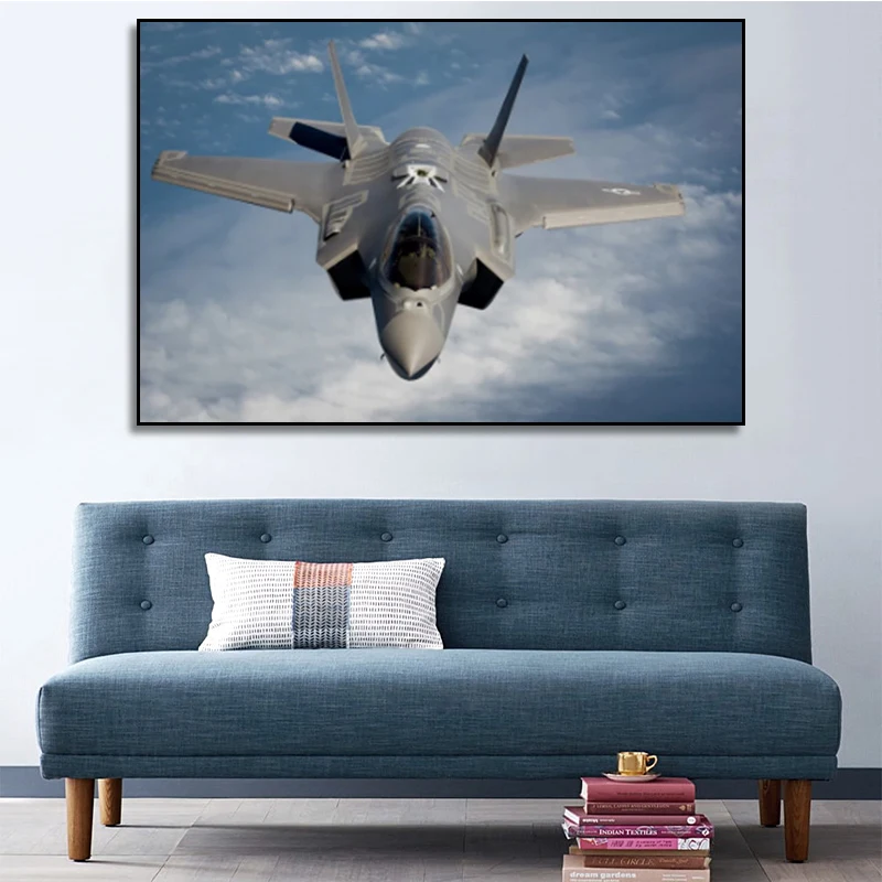 

F 35 United Jet Aircraft Bomber Fabric Poster Wall Painting Home Art Living Room Decoration