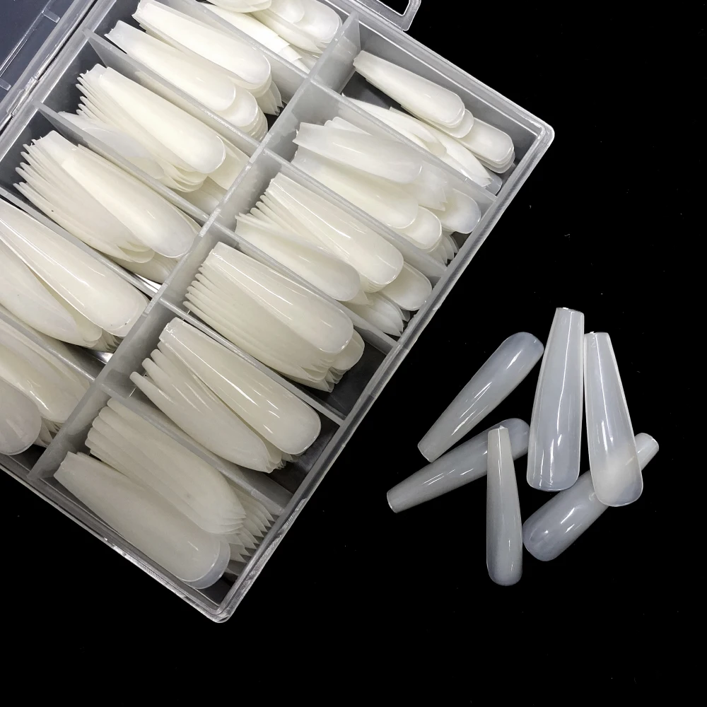 240pcs full cover XXL coffin nail tips extra long press on nails professional Natural clear artificial capsule ongle | Красота и