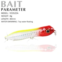 fishing lures 80mm 9g top water floating popper fishing lure 3d eyes quality professional fishing tackle handmade bait