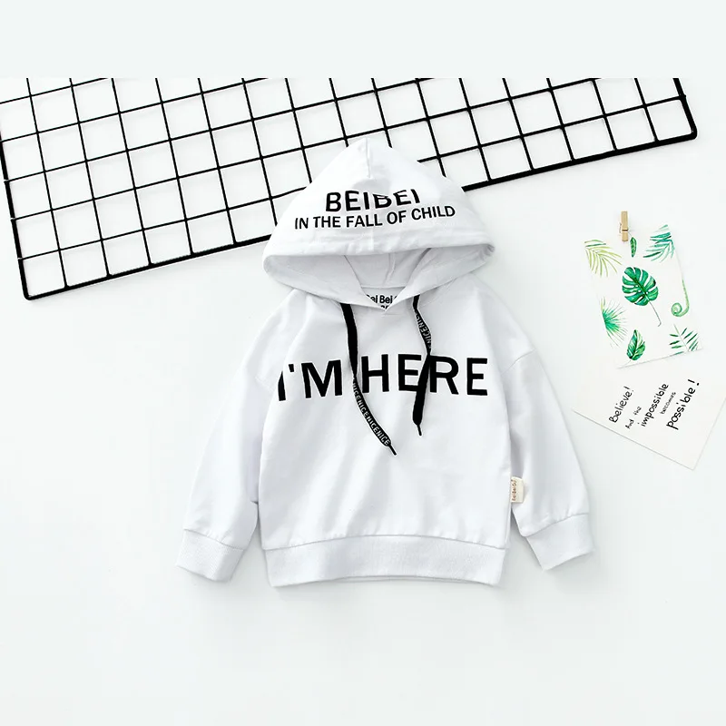 Осень новорожденных девочек мальчиков футболка пальто дети я здесь Письмо