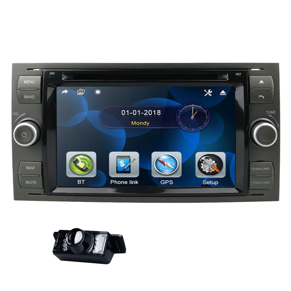 Black Автомобильный DVD " gps для Ford Focus Transit C-MAX Mondeo Fiest GPS навигация Зеркало Ссылка DAB+ задняя камера 16 Гб карта - Цвет: Black
