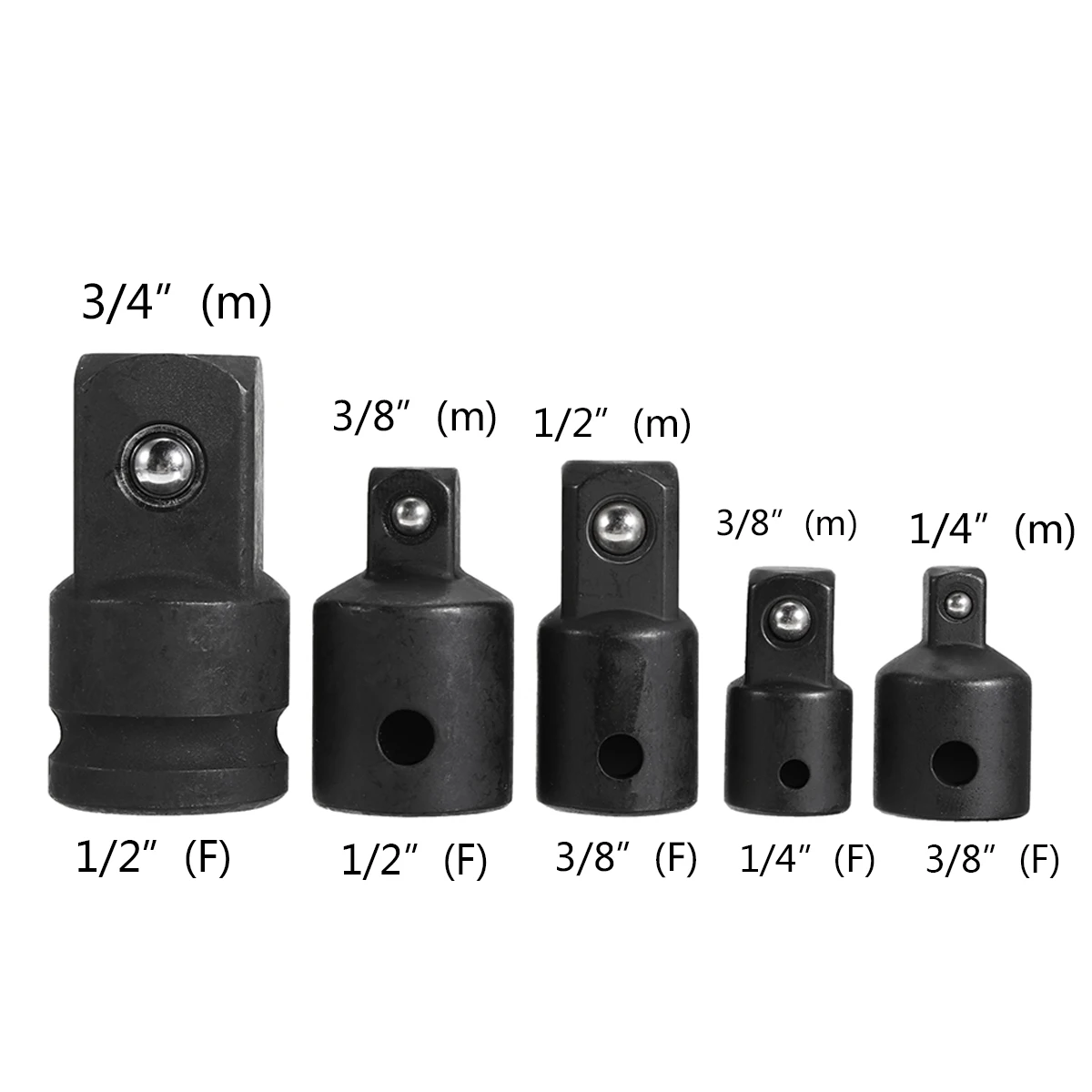 Universal 5pcs/set Air Impact Reducer Adapter Socket 3/4 1/2 3/8 1/4 inch Drive Wrench Set Parts Accessories |