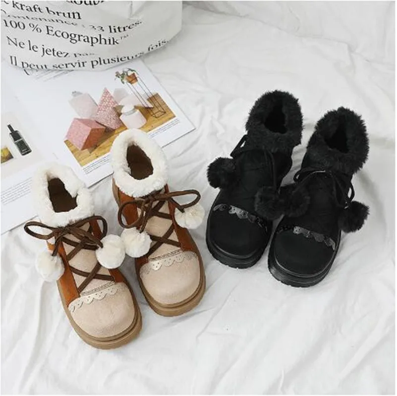 Винтаж круглый носок Симпатичные тапочки с узором в виде маленькими пушистыми