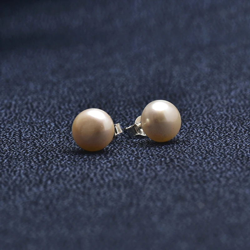 Wholesale 925 Sterling Silver 10-11mm Freshwater Orange Pearls For Making Diy Handmade Earrings Women Birthday Gifts H580 | Украшения и