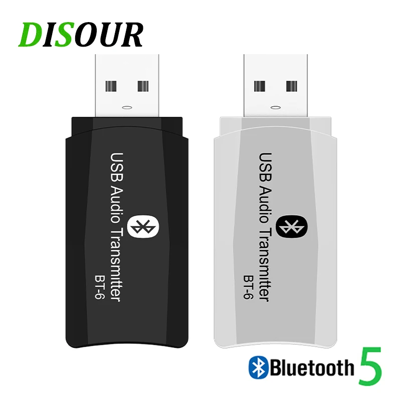 DISOUR BT-6 беспроводной аудио адаптер 5,0 Bluetooth передатчик приемник 3 в 1 USB 3,5 мм AUX защитный Мини-ключ для автомобиля ТВ ПК динамик MP3