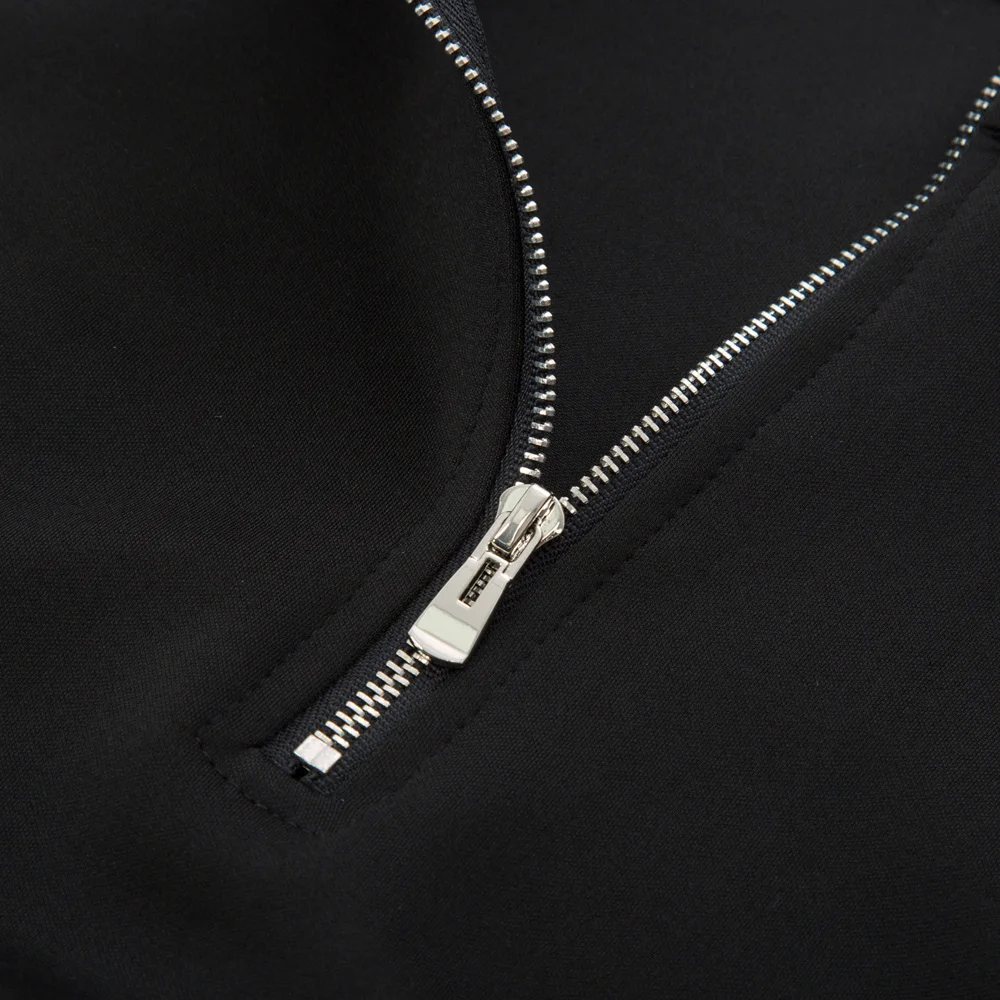 Liumilac Для женщин черные на шнурке приталенное платье с длинным рукавом воротником