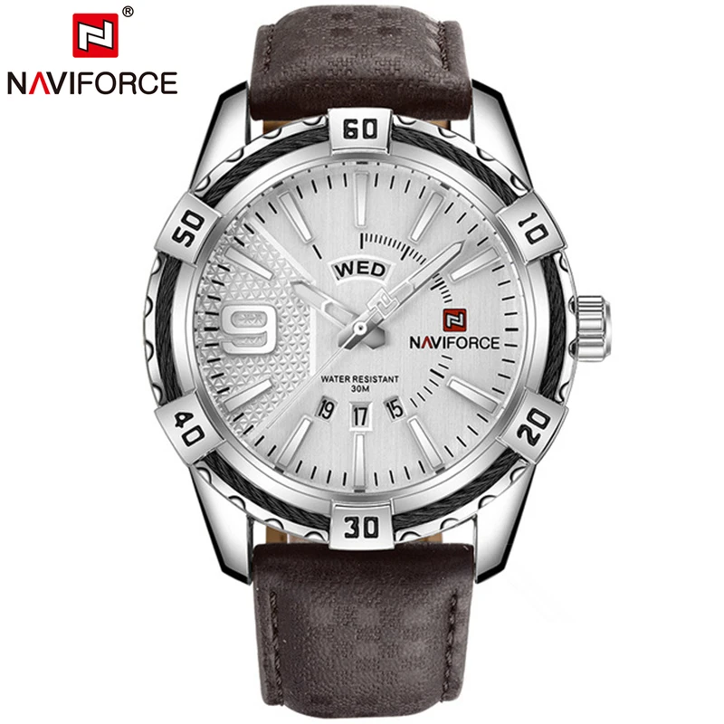 Часы наручные NAVIFORCE Мужские кварцевые брендовые Роскошные Аналоговые Цифровые